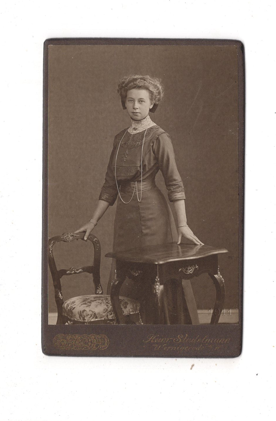 Fotografie Feines junges Mädchen - Wernigerode 1910er / CDV E1-31