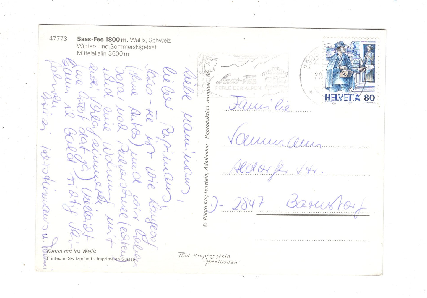 Ansichtskarte Saas-Fee / Mittelallalin / Schweiz