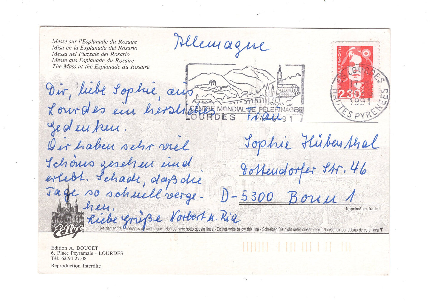 Ansichtskarte Lourdes / Frankreich