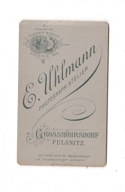 Fotografie Feines junges Mädchen - Großröhrsdorf / Pulsnitz 1890er / CDV E1-31