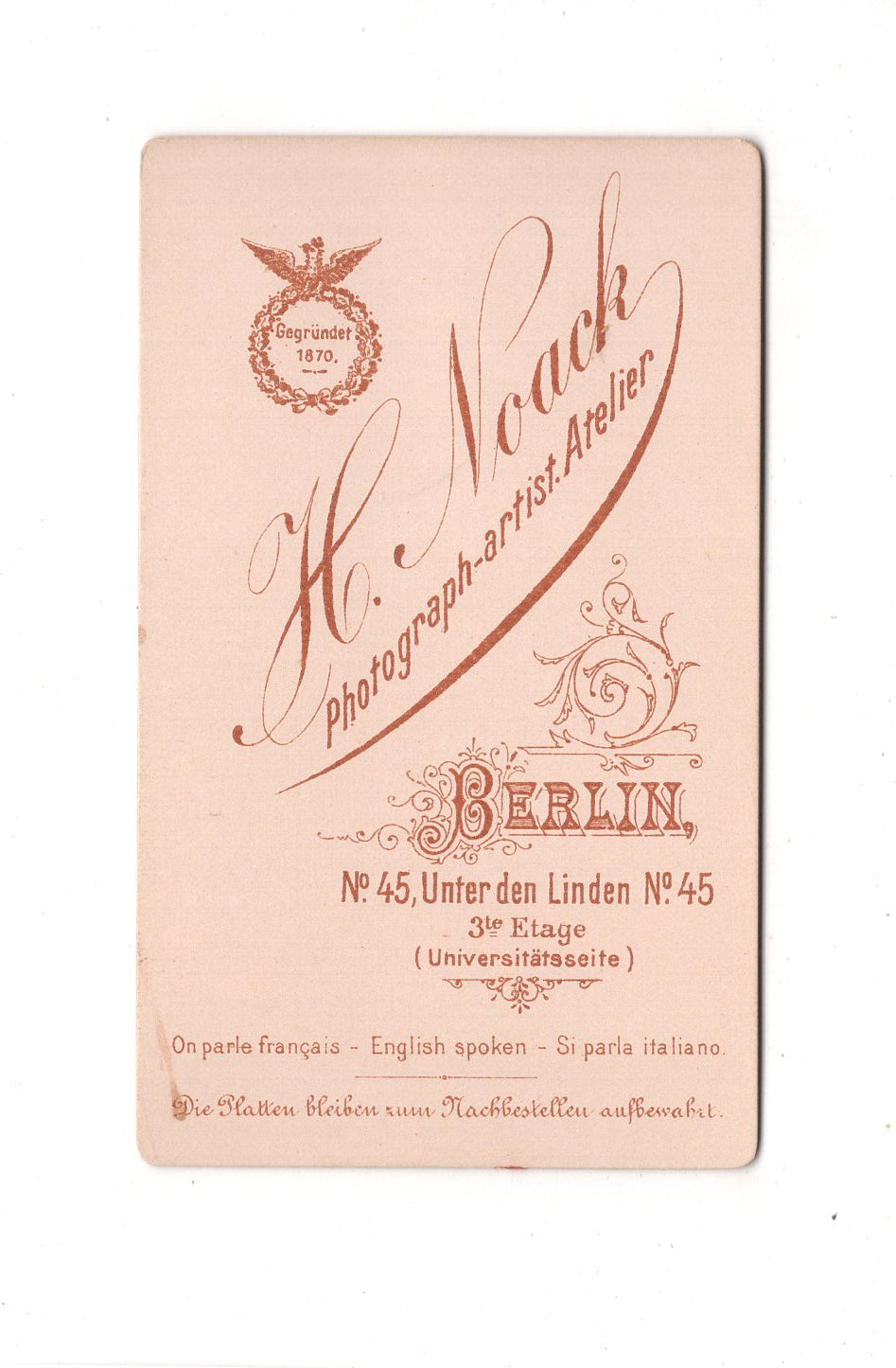 Fotografie Damenportrait - Berlin 1880er / CDV C1-16