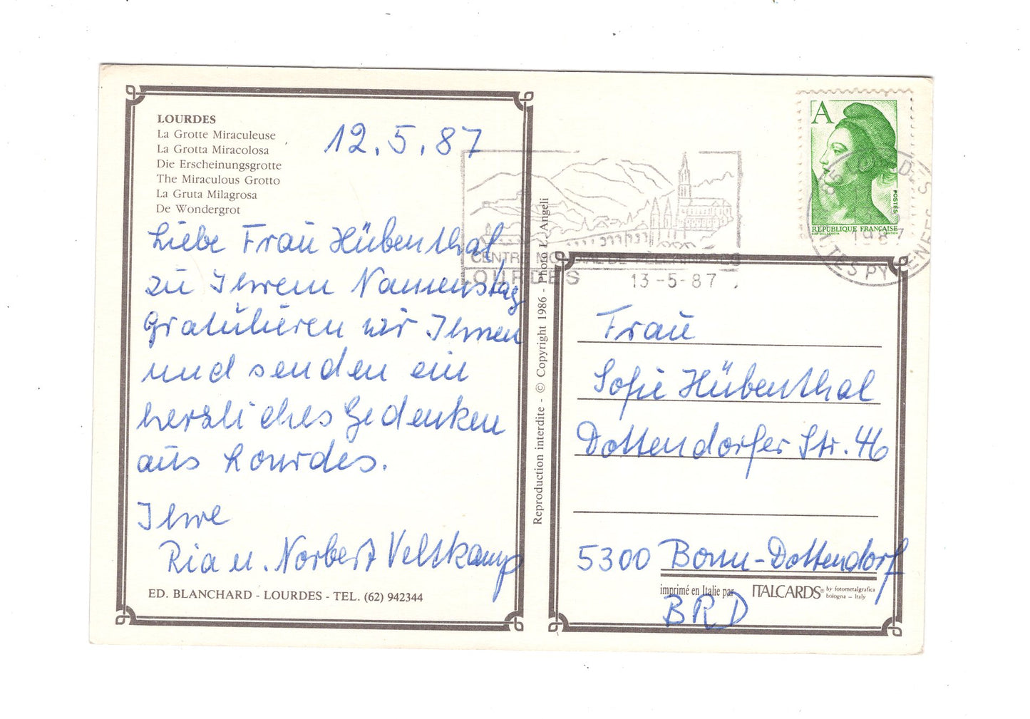 Ansichtskarte Lourdes / La Grotte miraculeuse / Frankreich