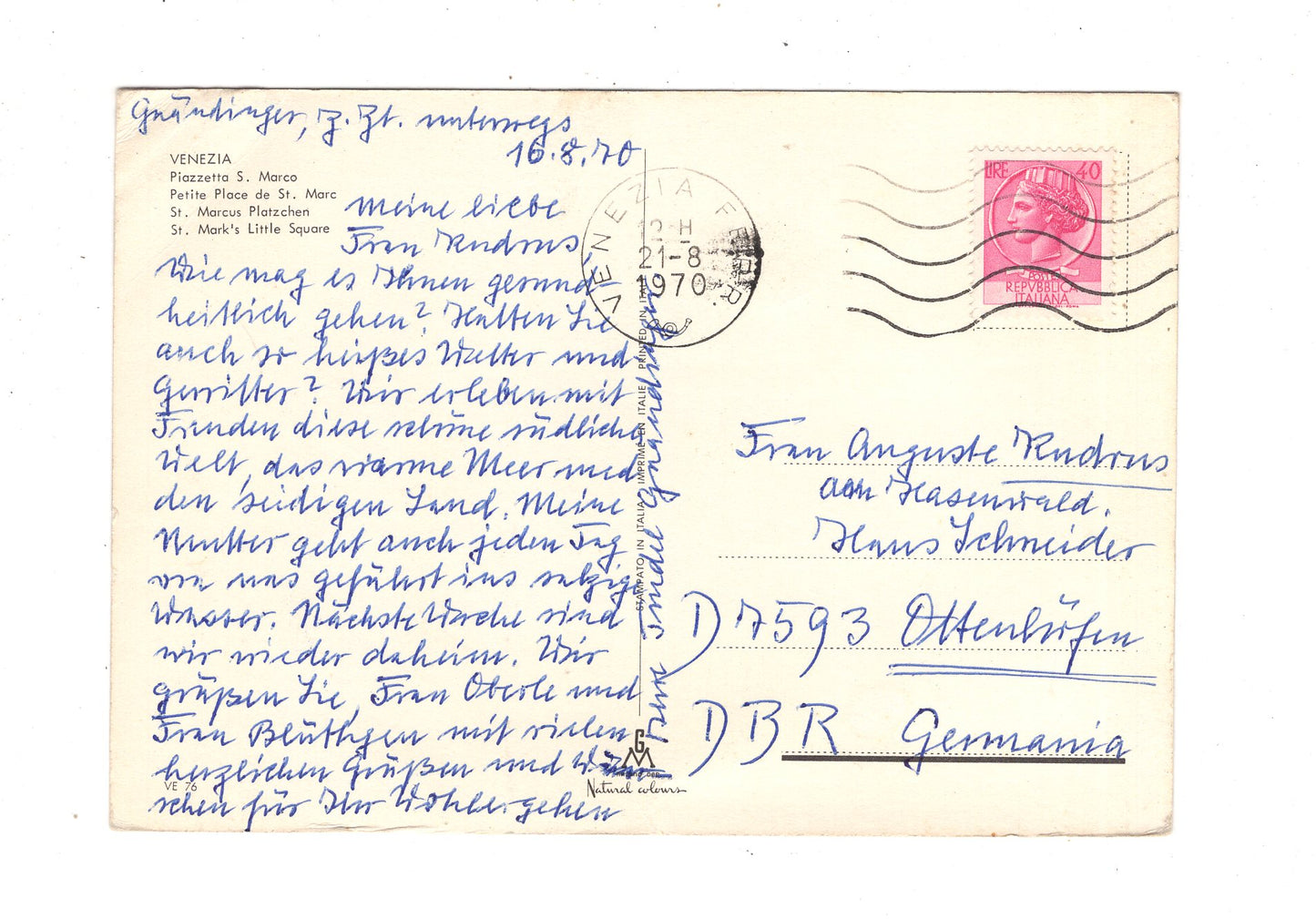 Ansichtskarte Venezia Venedig / Piazzetta S. Marco / Italien / N1-58