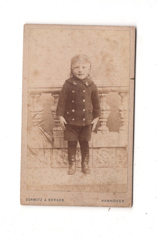 Fotografie Niedlicher kleiner Junge - Hannover 1890er / CDV M1-19