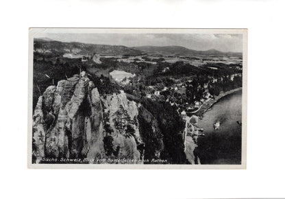 Ansichtskarte Sächsische Schweiz / Blick vom Basteifelsen nach Rathen - 1943