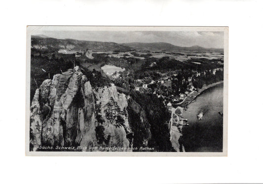 Ansichtskarte Sächsische Schweiz / Blick vom Basteifelsen nach Rathen - 1943