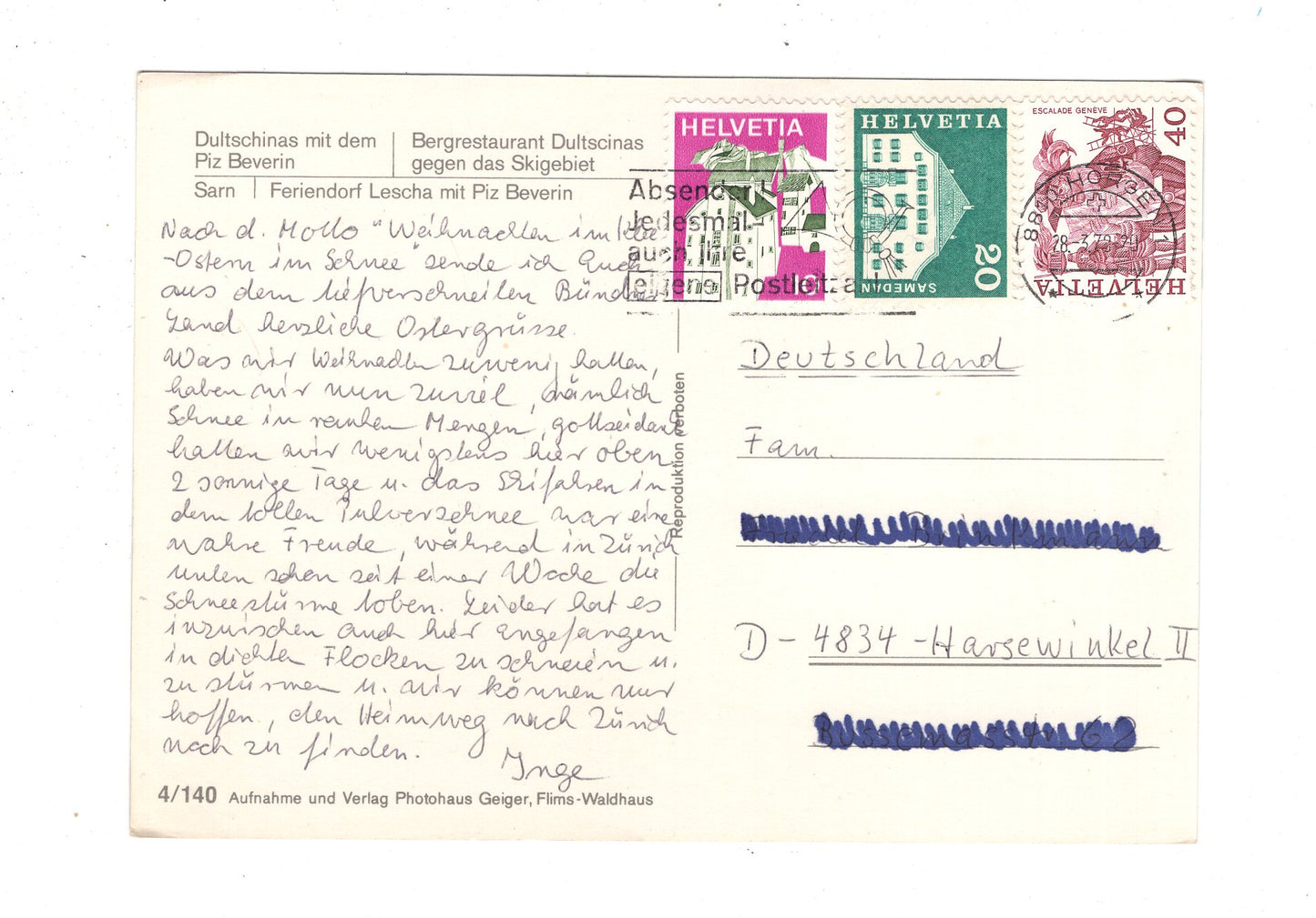 Ansichtskarte Sarn (Heinzenberg) / Graubünden / Schweiz