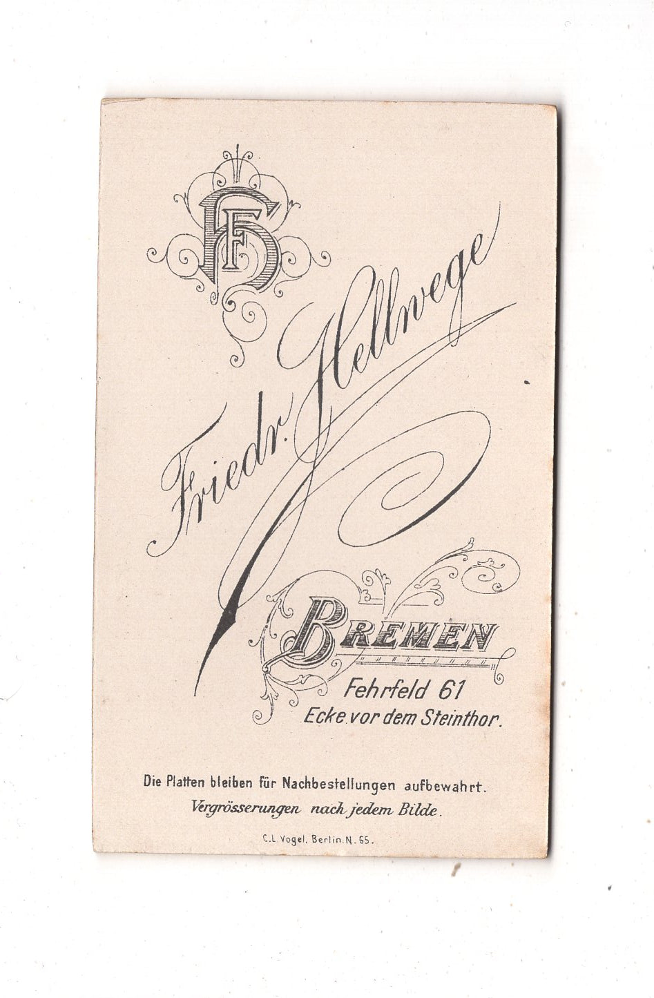 Fotografie Feines junges Mädchen - Bremen 1890er / CDV N1-02