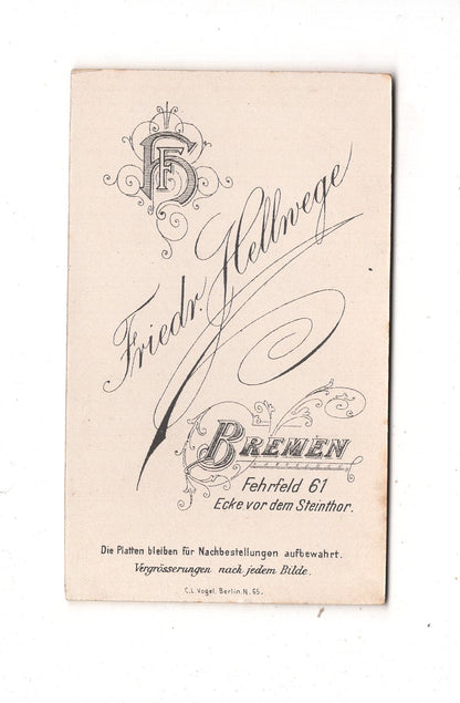 Fotografie Feines junges Mädchen - Bremen 1890er / CDV N1-02