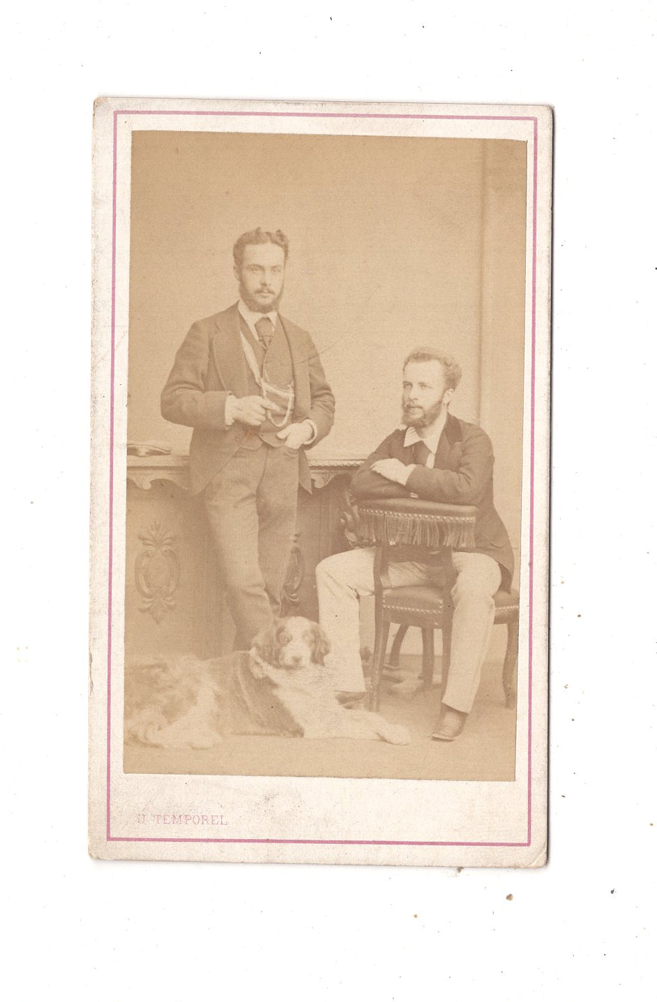 Fotografie Feine Herren / benannt mit Hund - Geneve Genf 1860er