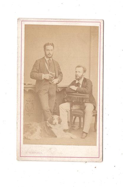 Fotografie Feine Herren / benannt mit Hund - Geneve Genf 1860er
