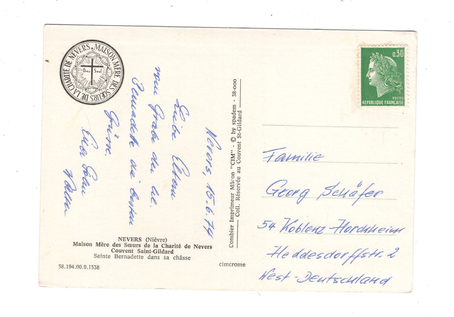 Ansichtskarte Nevers / Sainte Bernadette / Frankreich