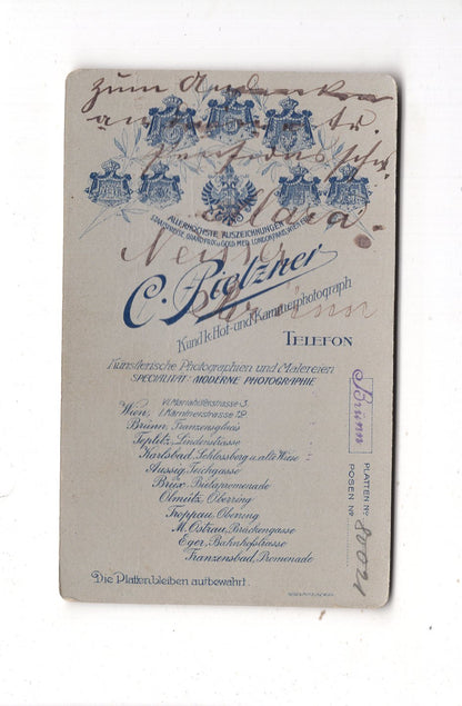 Fotografie Feines junges Mädchen mit Widmung - Wien 1900er / CDV N1-02