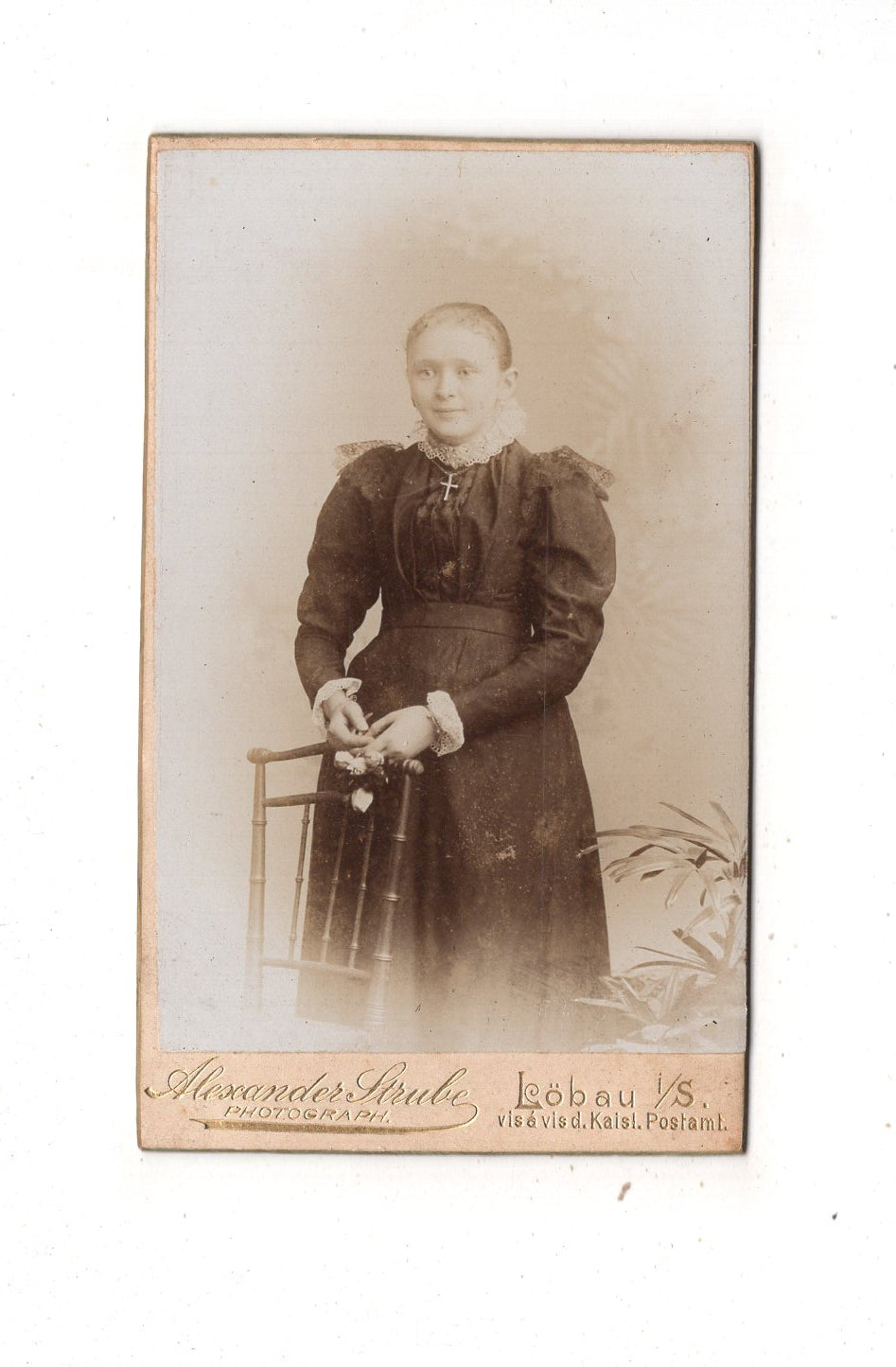 Fotografie Feines junges Mädchen - Löbau / Ebersbach 1890er / CDV E1-31