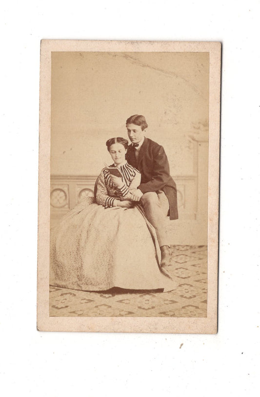 Fotografie Adel / Baronin mit Bruder / benannt - Laibach Ljubljanaum 1860 / CDV L1-37