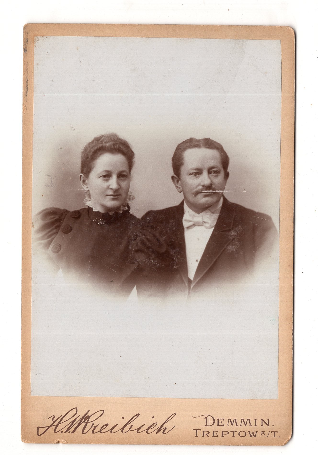 Fotografie Feines Paar / benannt - Demmin / Berlin-Treptow 1890er