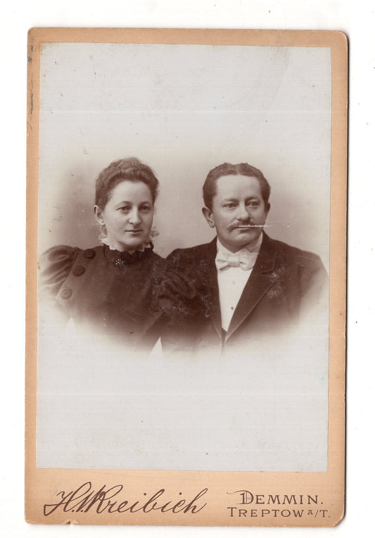 Fotografie Feines Paar / benannt - Demmin / Berlin-Treptow 1890er