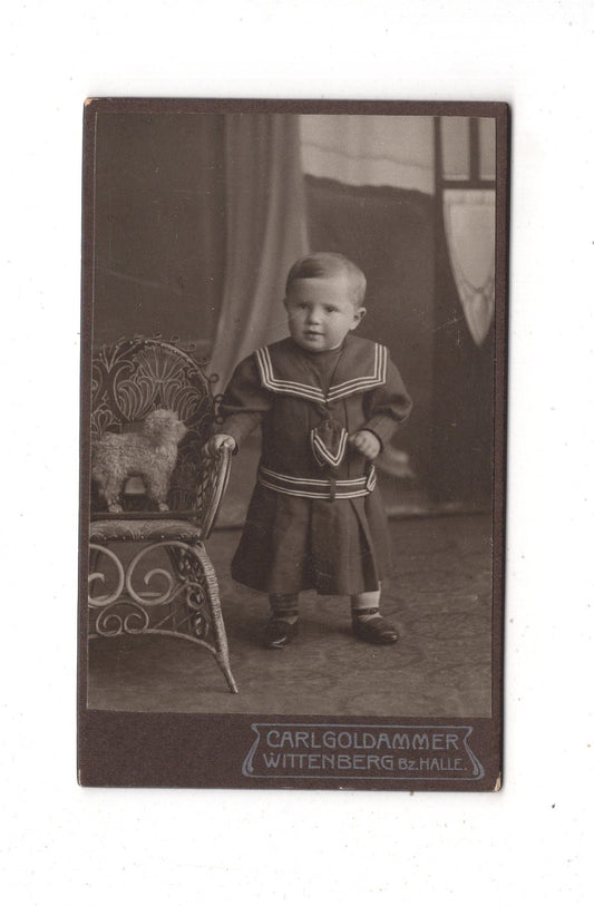 Fotografie Niedlicher kleiner Junge - Wittenberg um 1910 / CDV M1-19