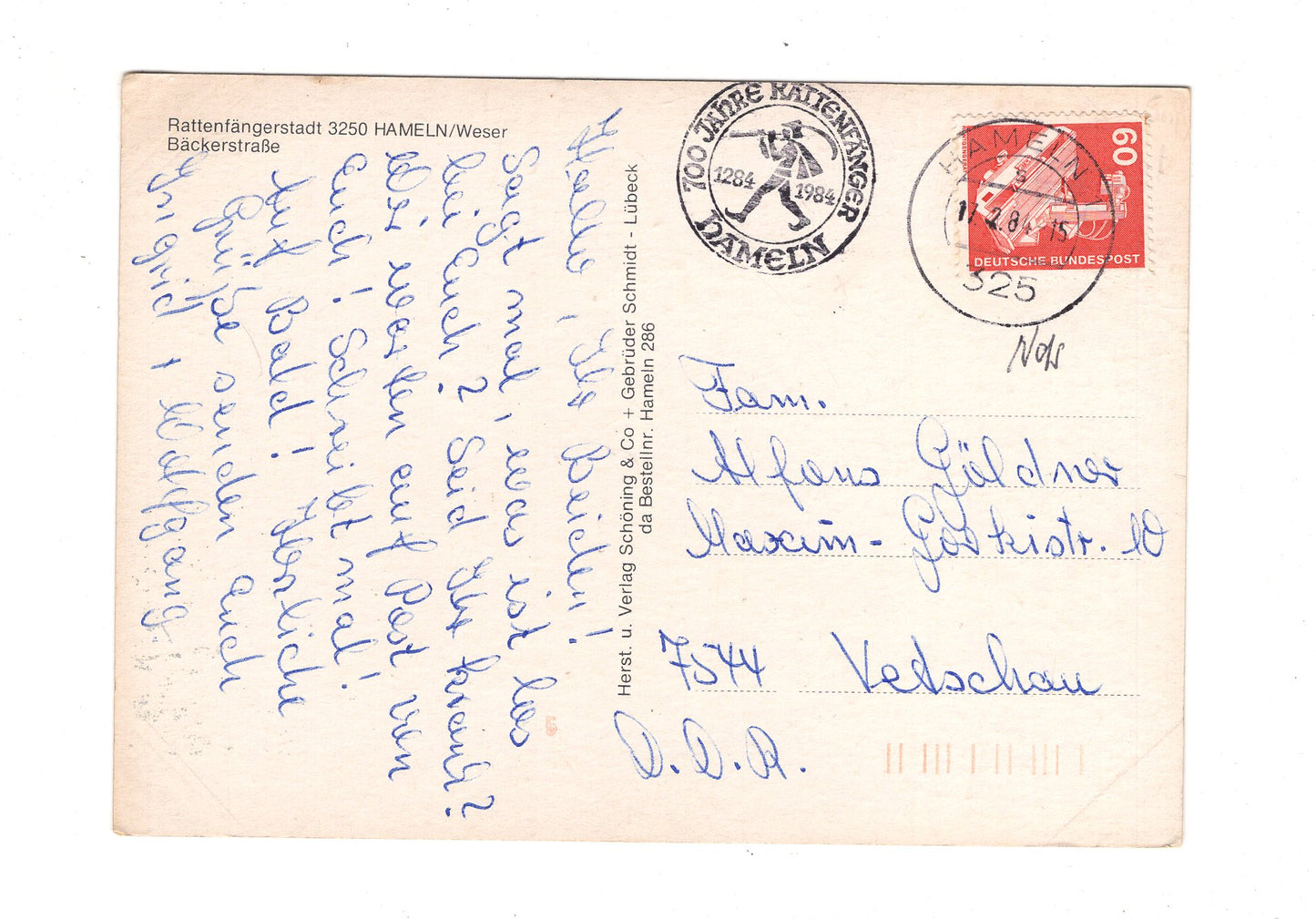 Ansichtskarte Rattenfängerstadt Hameln an der Weser / Bäckerstraße / I1-64