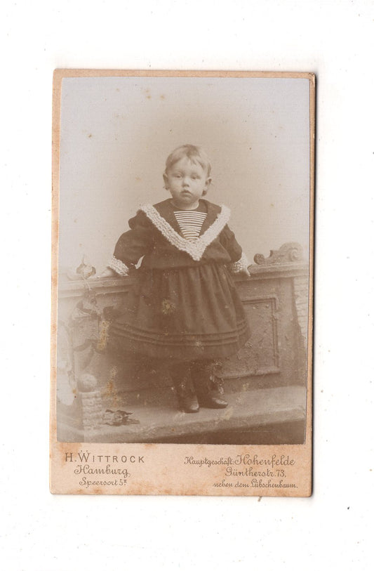 Fotografie Niedlicher kleiner Junge - Hamburg 1890er / CDV M1-19