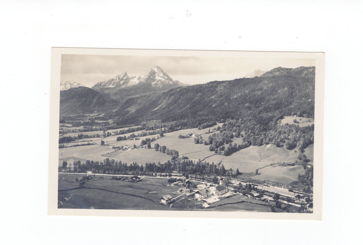 Ansichtskarte Blick von der Kasteiner Wand auf Bischofswiesen mit Watzmann