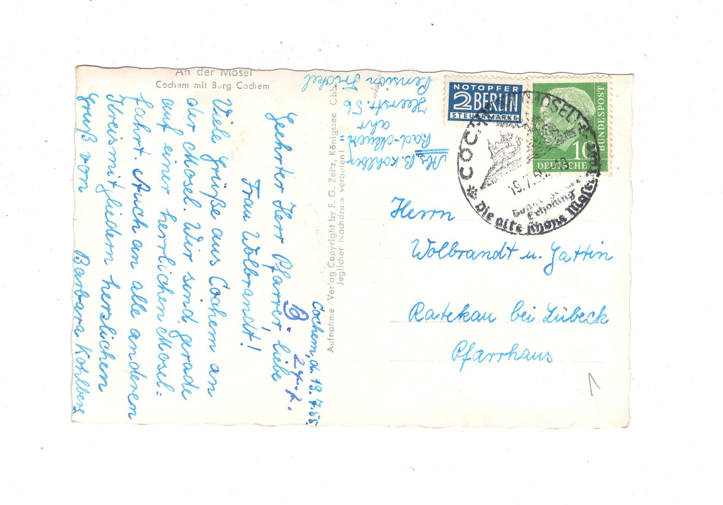 Ansichtskarte Cochem an der Mosel mit Burg / M1-58