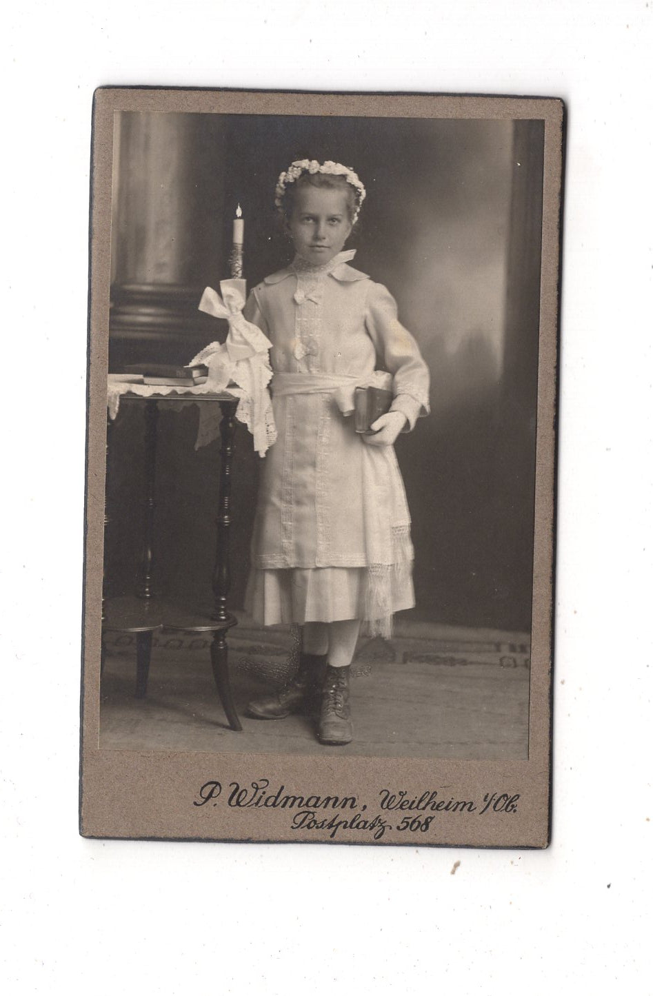 Fotografie Feines junges Mädchen - Weilheim in Oberbayern 1910er / CDV N1-02