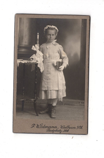 Fotografie Feines junges Mädchen - Weilheim in Oberbayern 1910er / CDV N1-02