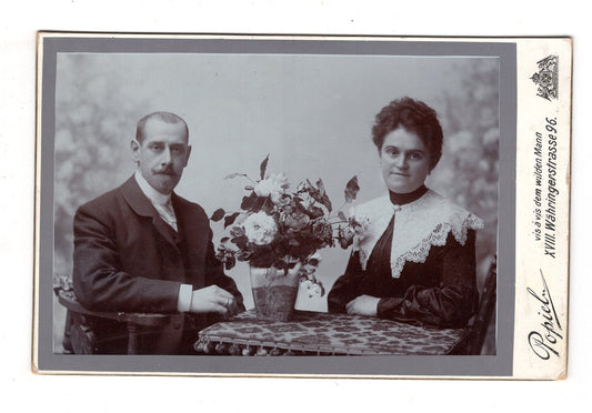 Fotografie Feines Paar mit Widmung - Wien 1900er / CAB X-27