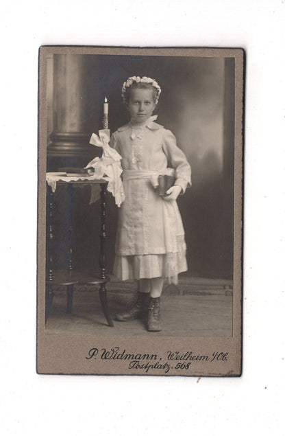 Fotografie Feines junges Mädchen - Weilheim in Oberbayern 1910er / CDV N1-02