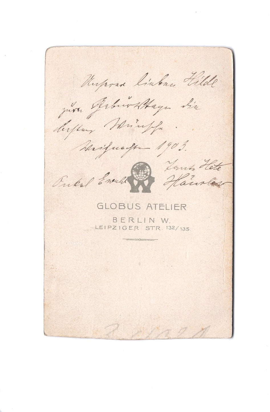 Fotografie Niedliches kleines Mädchen mit Widmung - Berlin 1903