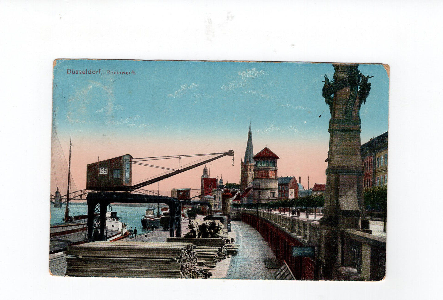 Ansichtskarte Düsseldorf / Rheinwerft - 1914