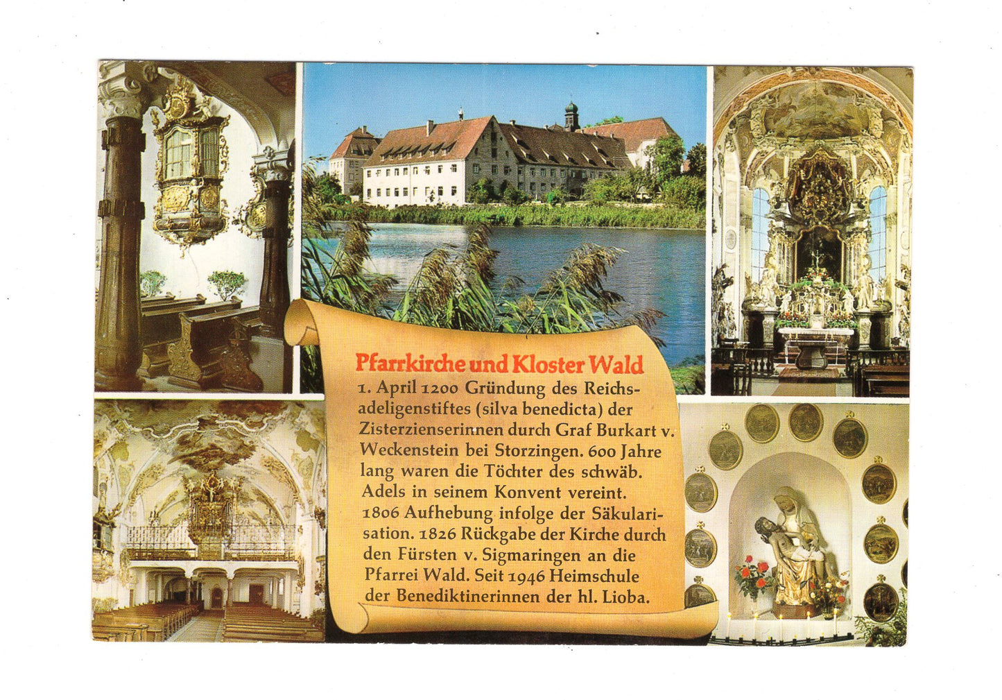 Ansichtskarte Pfarrkirche und Kloster Wald
