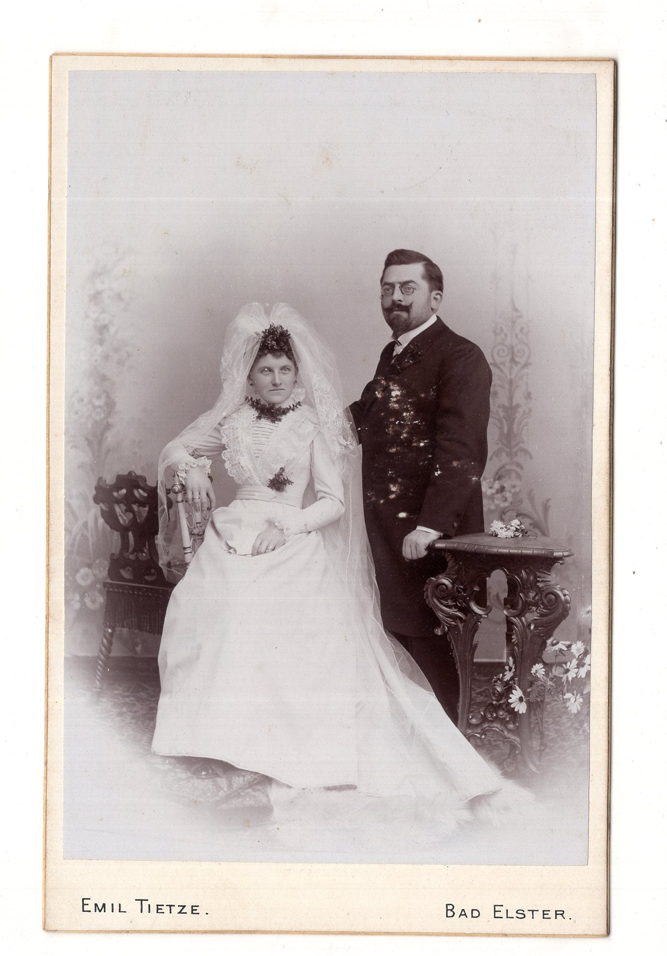 Fotografie Schönes Hochzeitsbild - Bad Elster 1890er