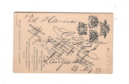 Fotografie Studentika Burschenschaft mit Widmung - Freiburg 1899