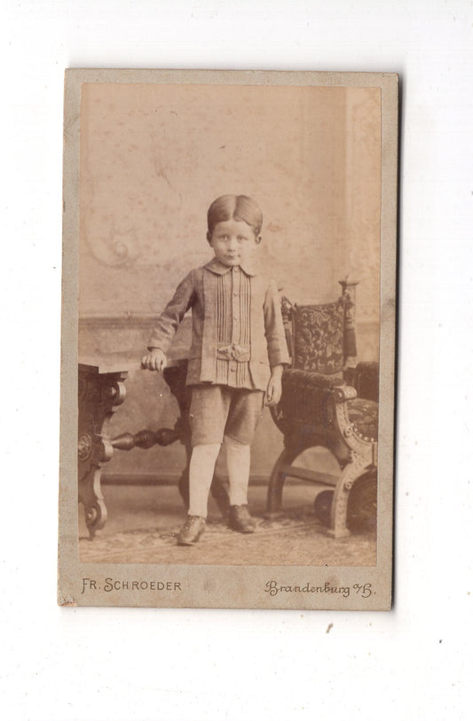 Fotografie Niedlicher kleiner Junge - Brandenburg an der Havel 1870er / CDV M1-19