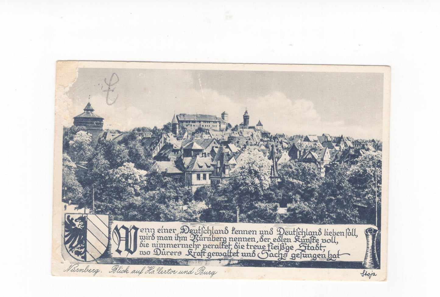 Ansichtskarte Nürnberg / Blick auf Hallertor und Burg - 1936