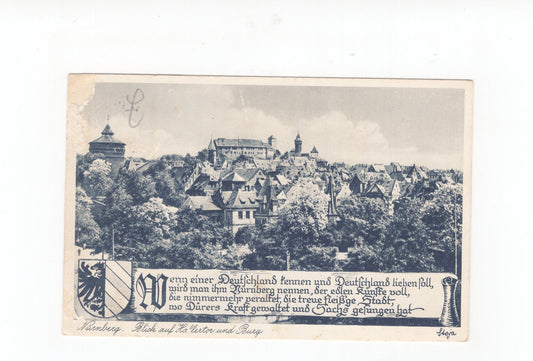 Ansichtskarte Nürnberg / Blick auf Hallertor und Burg - 1936