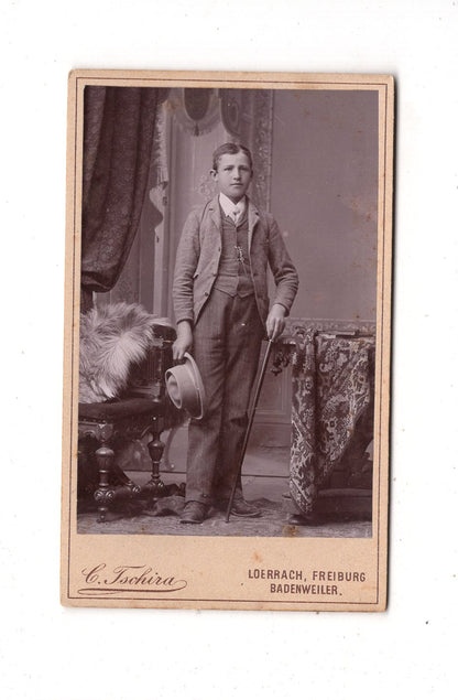 Fotografie Feiner Junge - Lörrach / Freiburg / Badenweiler 1890er / CDV N1-03