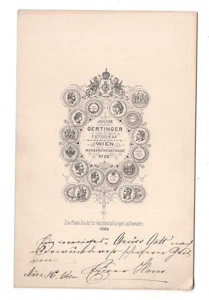 Fotografie Feines Paar mit Widmung - Wien 1886 / CAB X-28