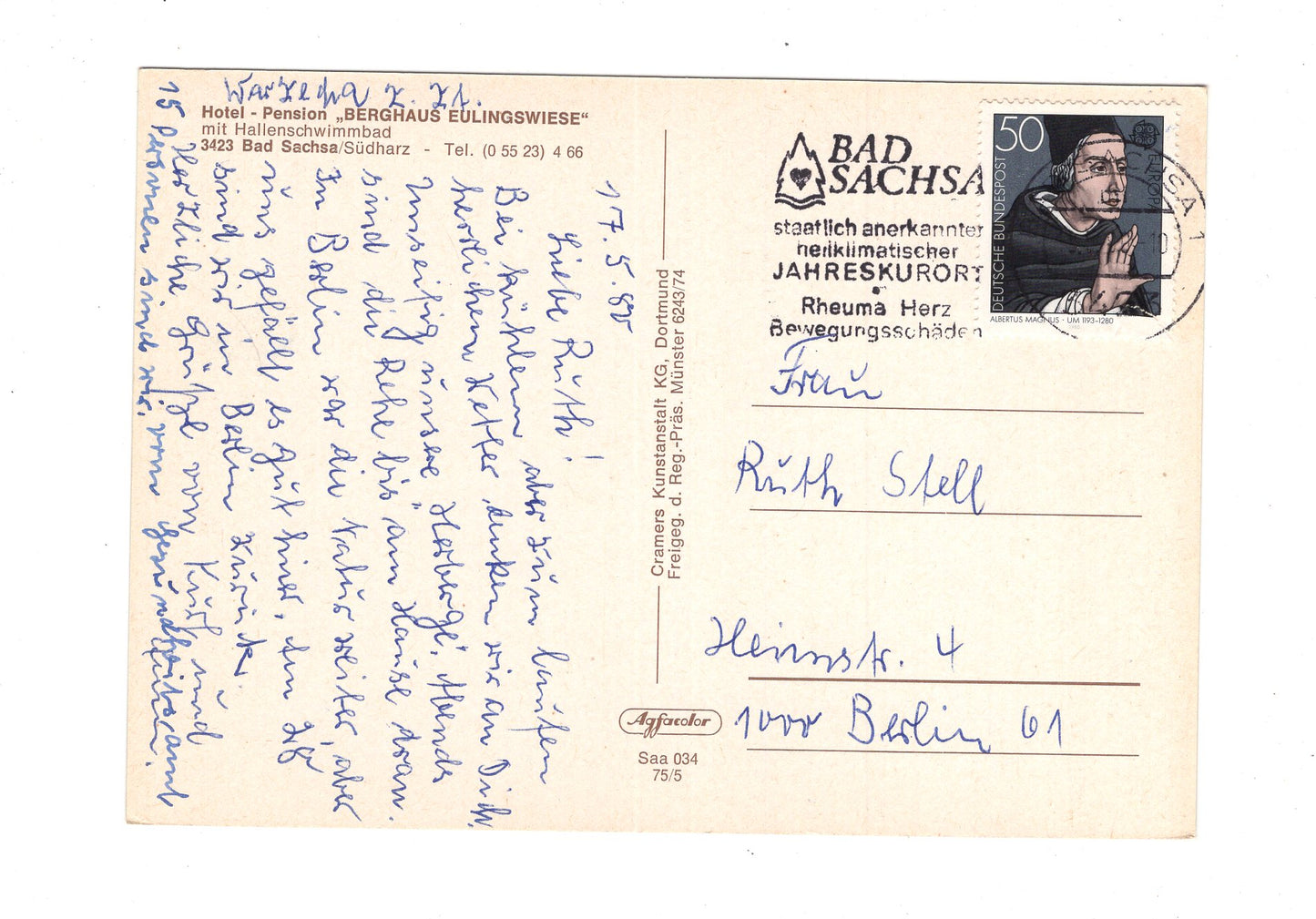 Ansichtskarte Bad Sachsa / Südharz / Hotel-Pension Berghaus Eulingswiese