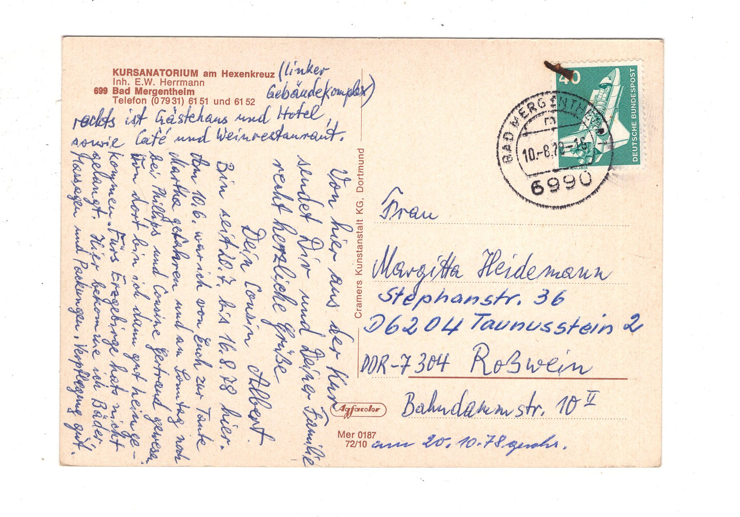 Ansichtskarte Bad Mergentheim / Kursanatorium am Hexenkreuz / J1-61