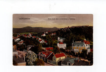 Ansichtskarte Wernigerode / Harz / Blick nach dem Lindenberg und Harburg
