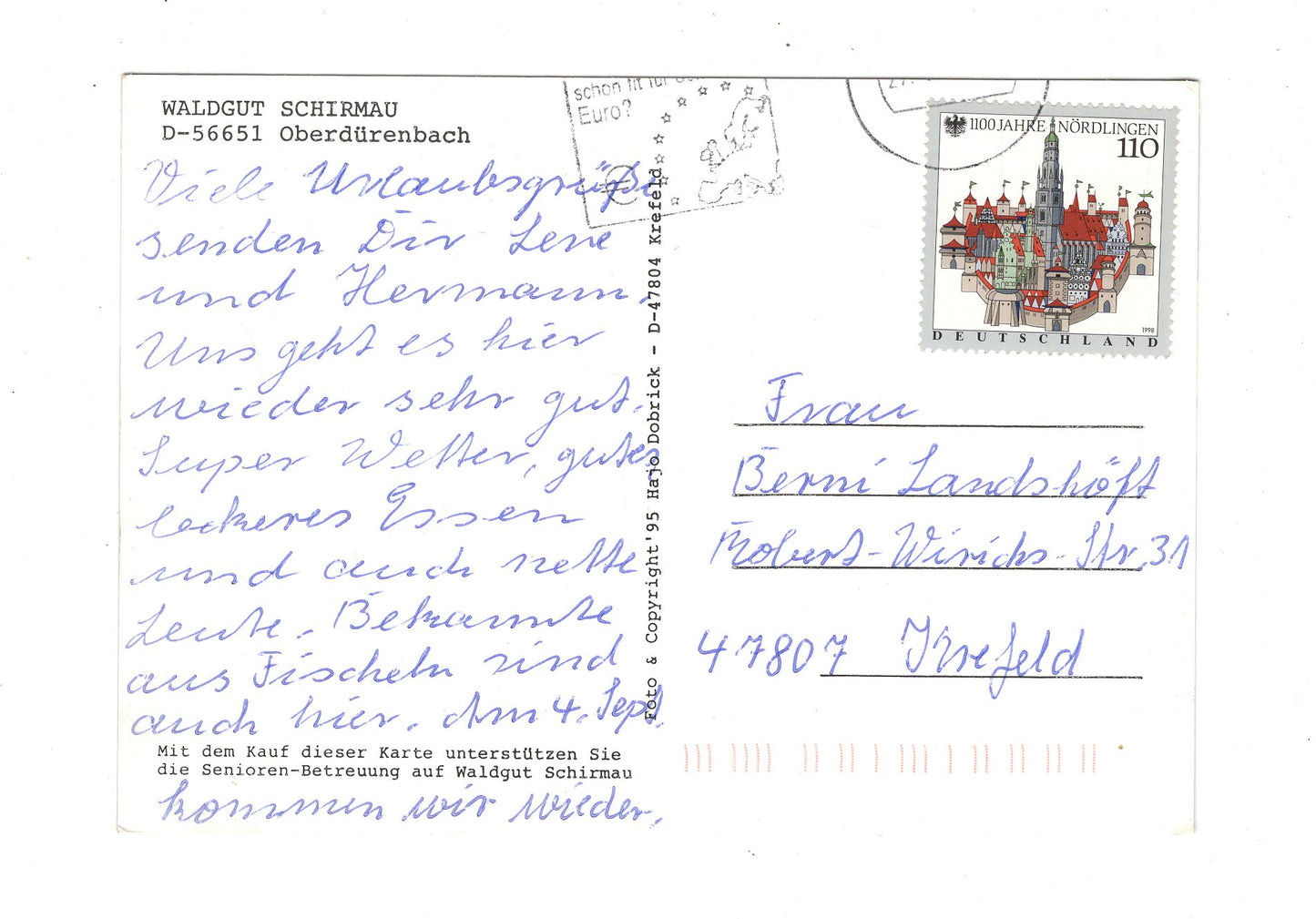 Ansichtskarte Oberdürenbach / Waldgut Schirmau