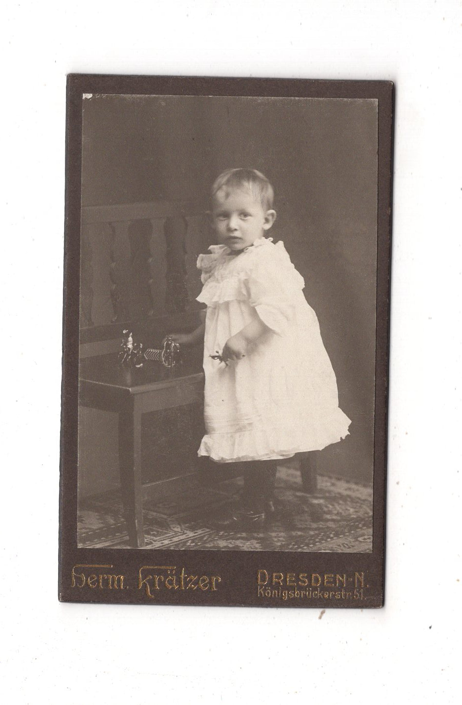 Fotografie Niedlicher kleiner Junge - Dresden 1900er / CDV M1-20