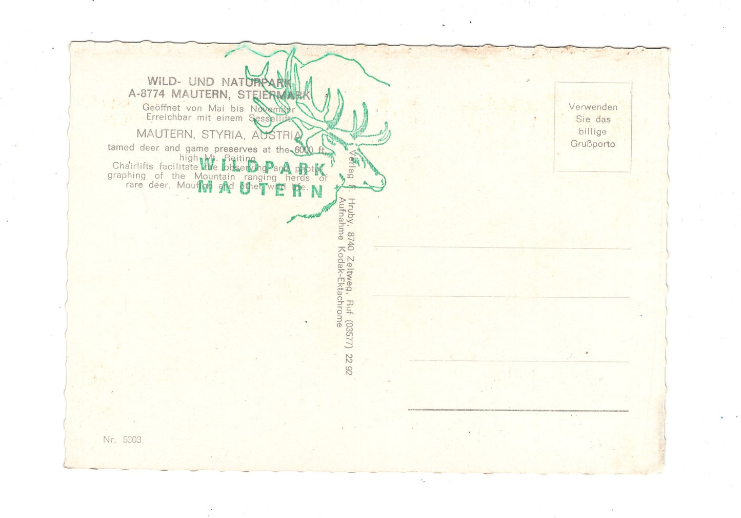 Ansichtskarte Wildpark Mautern / Steiermark / Österreich