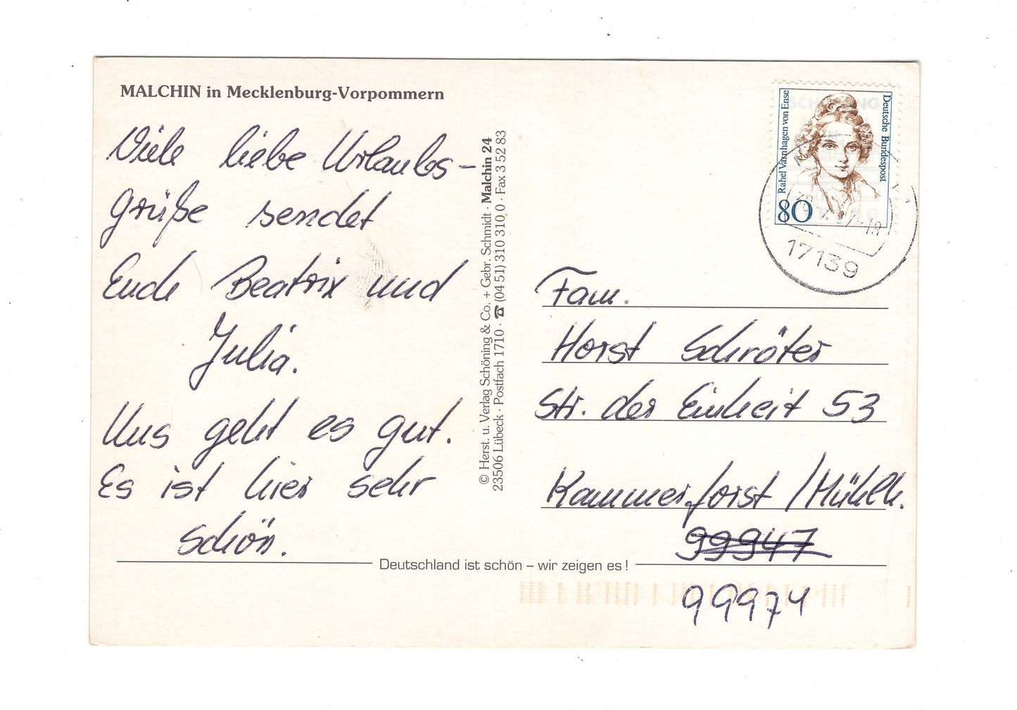 Ansichtskarte Malchin mit seiner schönen Umgebung / mecklenburg-Vorpommern