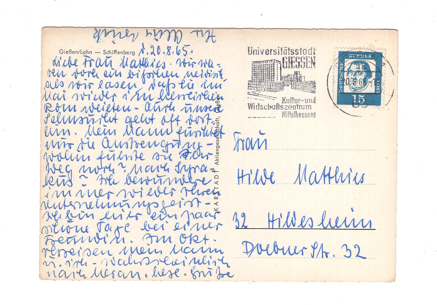 Ansichtskarte Gießen / Lahn / Schiffenberg