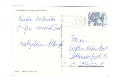 Ansichtskarte Grindelwald / Firstbahn / Fiescherwand / Schweiz