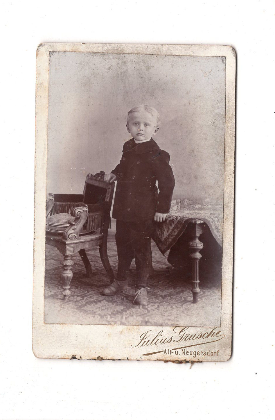 Fotografie Niedlicher kleiner Junge - Alt- u. Neugersdorf 1890er / CDV M1-20